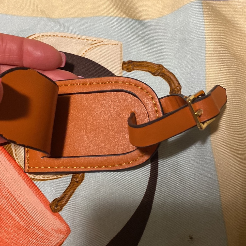 Luggage Bag Tag brown leather - Picture 3 of 3